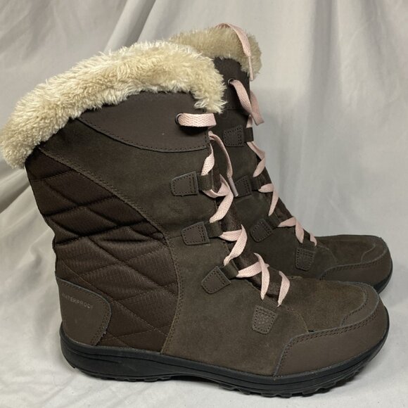 Columbia Snow Boots Women 10.5 Ice Maiden II Waterproof Brown Lace Up BL1581-232 - Picture 1 of 10